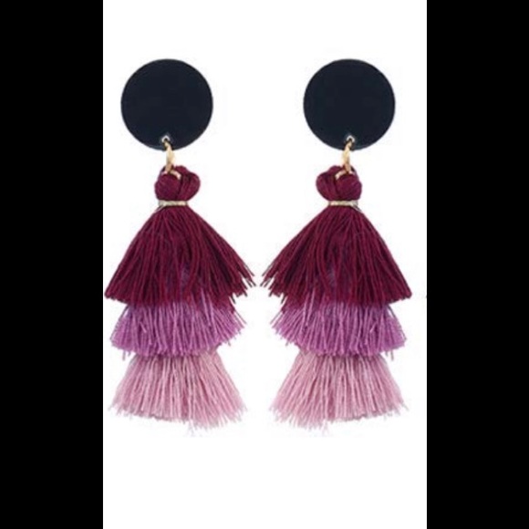 🔥Drop & Dangle Purple 3 Layer Tiered Earrings NWT - Picture 4 of 9